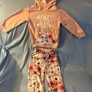 Light Pink Hoodie and Floral Pants Set